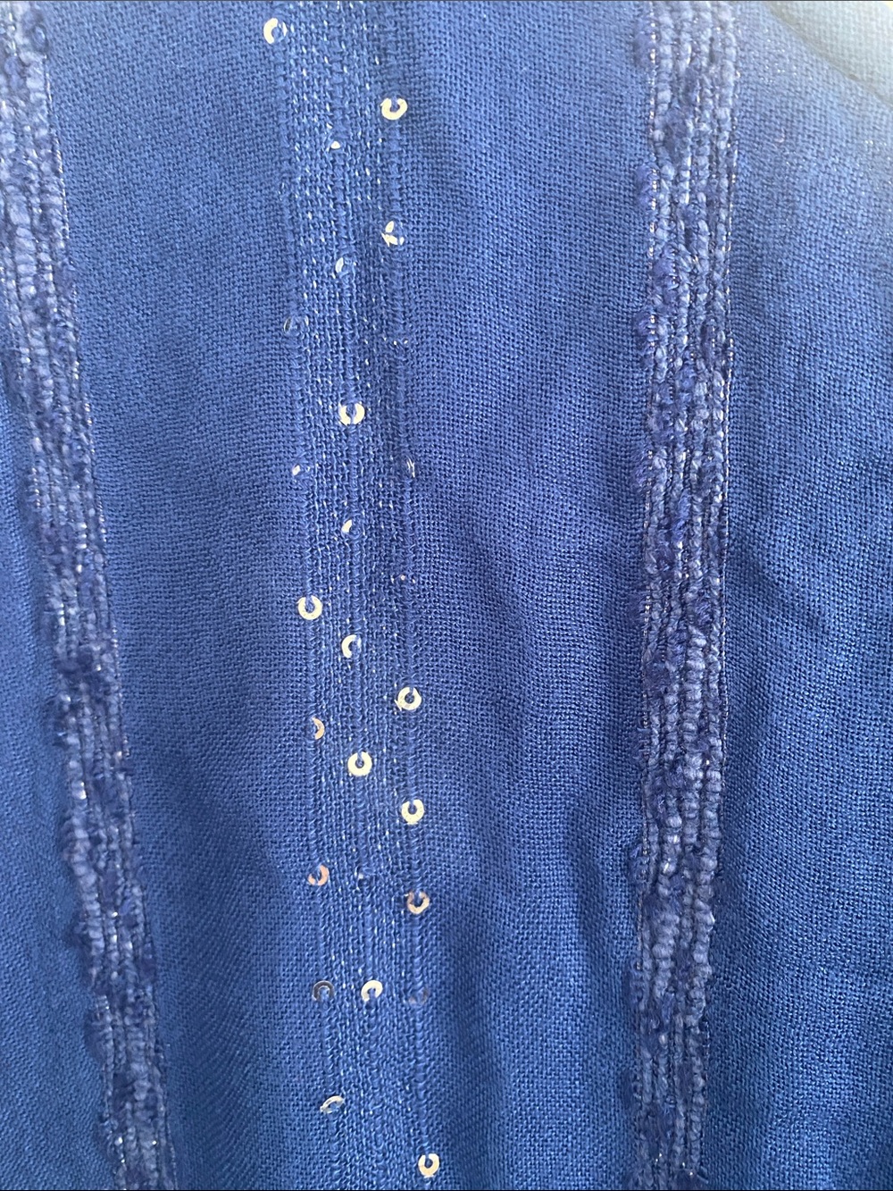 Soft Surroundings Kara Shimmer Sequined Tiered S/S Maxi Dress Blue Size LARGE - Picture 9 of 9